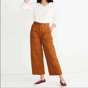 Madewell Pleated Wide-Leg Pants Burnt Orange 8